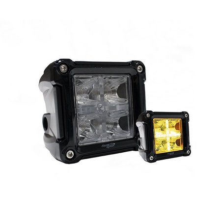 RACE SPORT 3X3In 2-Function Led Cube Style Forward Light (White W/ Amber Cross RS3X3HALO
